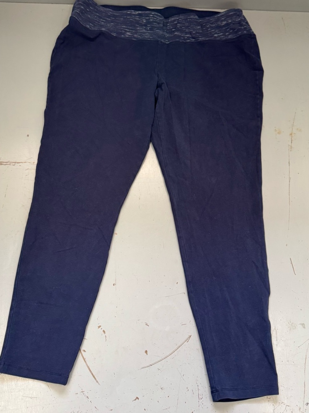 Love Active Plus Size Navy Blue Women's Leggings w Patterned Yoga Waistband 22/4